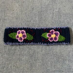 Floral knit headband or ear band for winter/fall from Cusco Peru